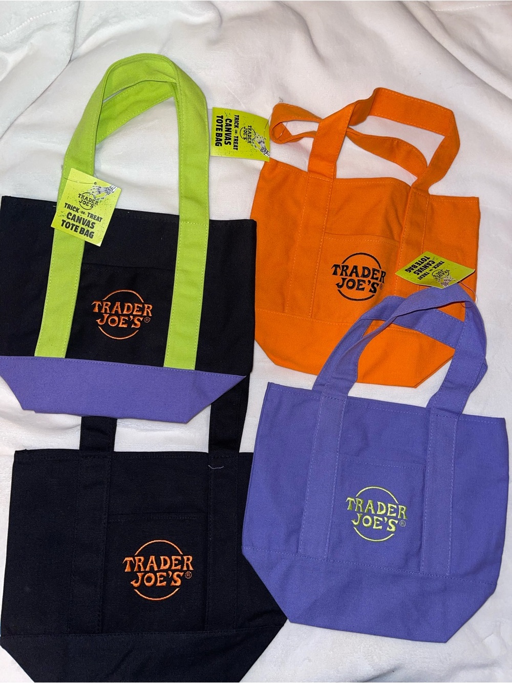 Canvas Tote Bag - Orange, Black, Purple, Lime Accent